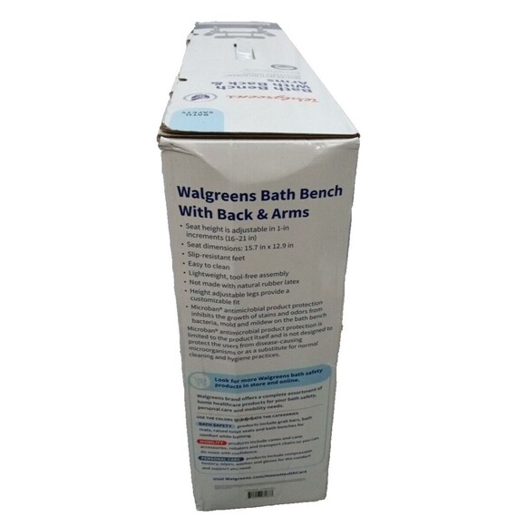 Walgreens bath bench with back and arms - Picture 4 of 6